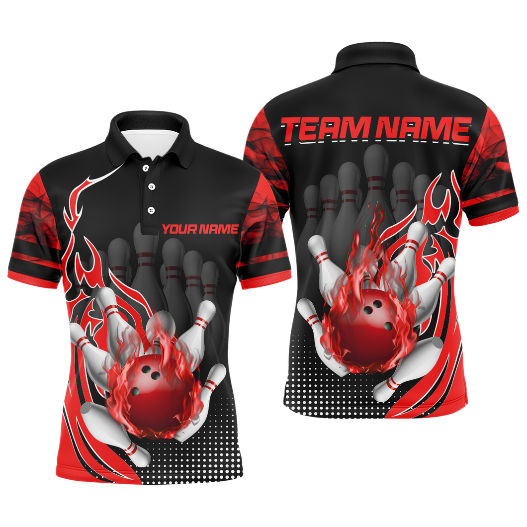 Personalized Flame Bowling Shirts Men Bowling Team League Polo Bowling QZT410