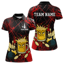 Load image into Gallery viewer, Custom Red Funny Beer Bowling Shirt Team Bowling League Jersey for Women Bowling Outfit QZT767