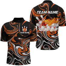 Load image into Gallery viewer, Custom Flame Bowling Shirt Orange Quarter Zip Bowling Shirt Unisex Bowling Outfits QZT602