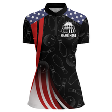 Load image into Gallery viewer, Bowling Shirt American Flag Camo Bowling Jersey Customized for Women 1/4 Zip Bowling Team League QZT262