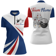 Load image into Gallery viewer, Bowling Shirts Camo US Flag Bowling 1/4 Zip Bowling Team League for Women QZT416