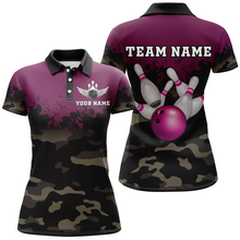 Load image into Gallery viewer, Personalized 3D Polo Bowling Team Shirts Women Camouflage Bowling Jersey Multicolor QZT503