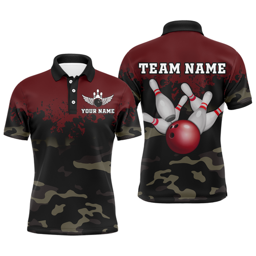 Personalized 3D Polo Bowling Team Shirts Men Camouflage Bowling Jersey Multicolor QZT503