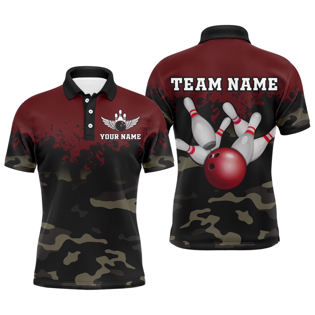 Personalized 3D Polo Bowling Team Shirts Men Camouflage Bowling Jersey Multicolor QZT503