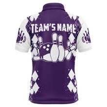 Load image into Gallery viewer, Purple White Bowling Shirt Unisex Custom Bowling Jersey Polo Bowling Shirt for Men QZT264