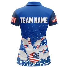 Load image into Gallery viewer, Navy Bowling Shirt Customized Polo Shirt for Women Bowling Team with Name QZT271