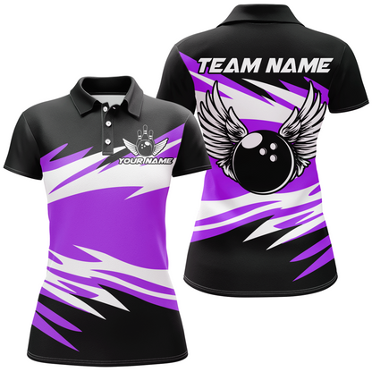 Camo Angel Wings Polo Bowling Shirts for Women Bowling Team Jersey Multicolor QZT470