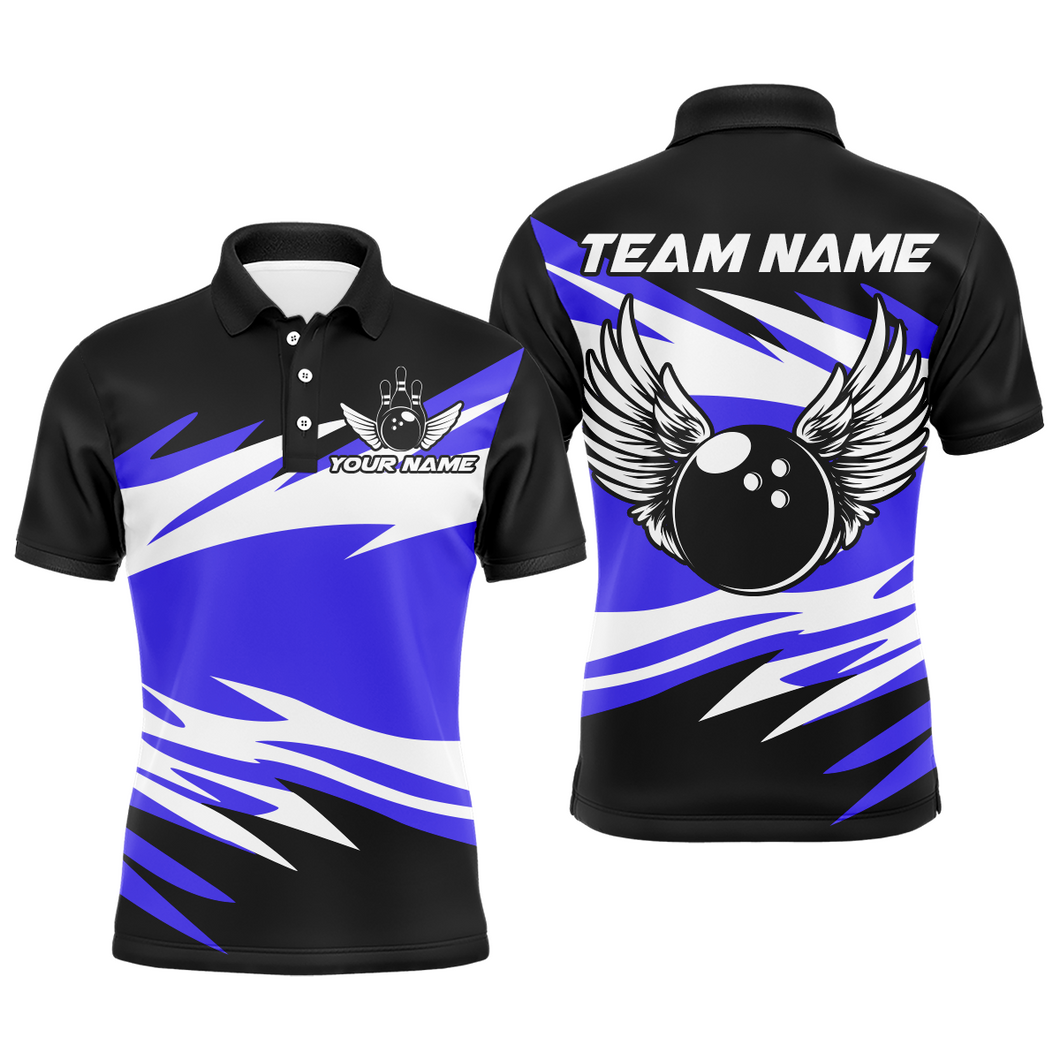 Camo Angel Wings Polo Bowling Shirts for Men Bowling Team Jersey Multicolor QZT470