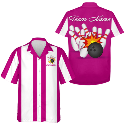 Multicolor Bowling Hawaiian Shirts Personalized Bowling Jersey with Name QZT214