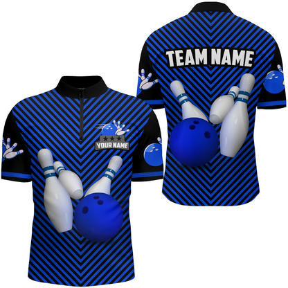 Personalized Bowling Shirt for Men 1/4 Zip Bowling Jersey Bowling Team League QZT239