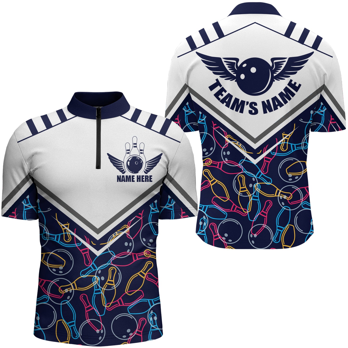 Custom Bowling Shirt for Men Bowling Jersey Bowling Team League Quarter-Zip Shirt QZT30