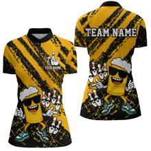 Load image into Gallery viewer, Custom Funny Beer Bowling Shirt Team Bowling League Jersey for Women Polo &amp; 1/4-Zip QZT759