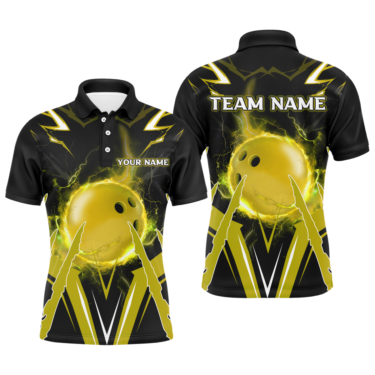Personalized Bowling Team Shirts for Men Polo Short Sleeves Bowling Multicolor QZT455