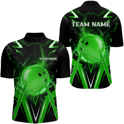 Personalized Bowling Team Shirts for Men Quarter Zip Bowling Shirt Multicolor QZT455