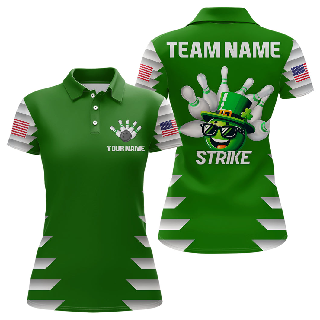 Lucky Bowling Shirt for Women St. Patrick Day Bowling Shirt Custom Green Polo Team Shirt  QZT221