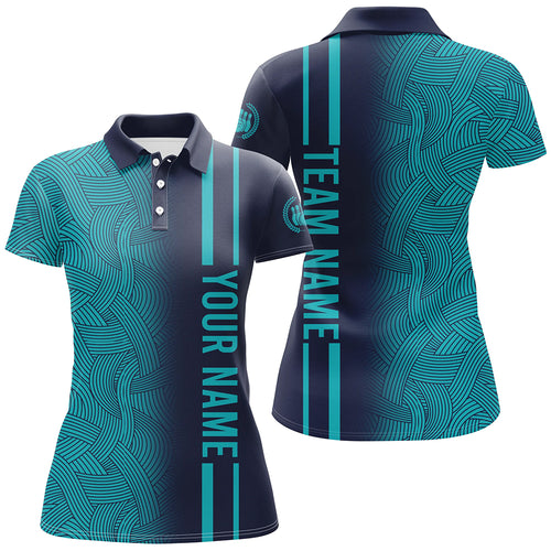 Custom Navy Bowling Shirts Men & Women Turquoise Bowling Jersey Team Bowling Polo BDT527