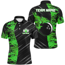Load image into Gallery viewer, Green Flames Bowling Jersey Men Women Custom Bowling Polo Shirt For Team BDT487