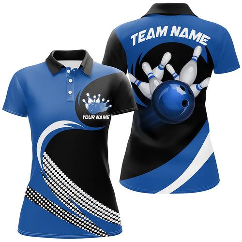 Personalized Blue Bowling Shirts Custom Bowling Team Jersey Polo Bowling Shirts BDT502