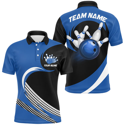 Personalized Blue Bowling Shirts Custom Bowling Team Jersey Polo Bowling Shirts BDT502