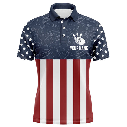 American Flag Bowling Polo Shirt For Men Custom Bowling Shirt Team League Bowling Jersey BDT311