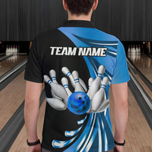 Load image into Gallery viewer, Personalized Blue Bowling Team Jersey For Men &amp; Women Custom Bowling Polo Shirt BDT457