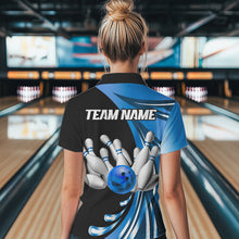 Load image into Gallery viewer, Personalized Blue Bowling Team Jersey For Men &amp; Women Custom Bowling Polo Shirt BDT457