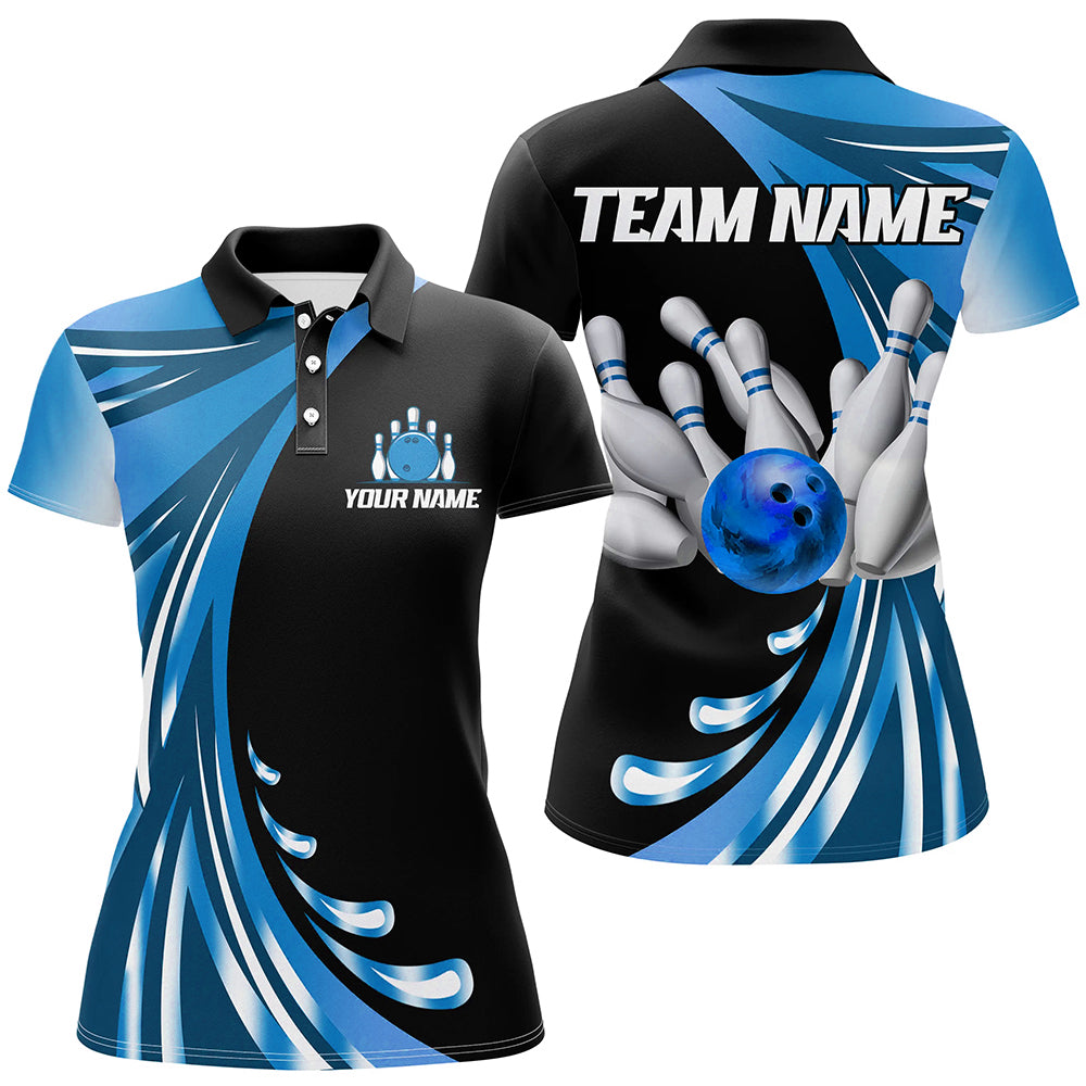 Personalized Blue Bowling Team Jersey For Men & Women Custom Bowling Polo Shirt BDT457