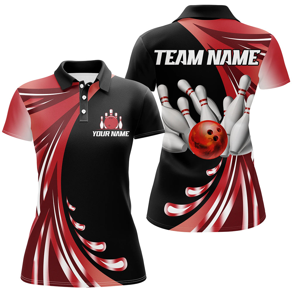 Personalized Red Bowling Team Jersey For Men & Women Custom Bowling Polo Shirt BDT457