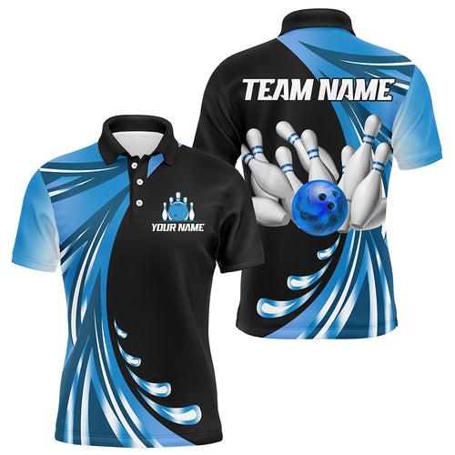 Personalized Blue Bowling Team Jersey For Men & Women Custom Bowling Polo Shirt BDT457