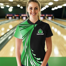 Load image into Gallery viewer, Personalized Green Bowling Team Jersey For Men &amp; Women Custom Quarter Zip Bowling Shirt BDT457
