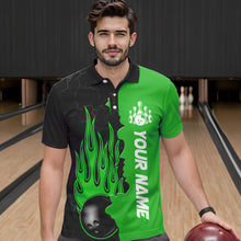 Load image into Gallery viewer, Green Flame Bowling Polo Shirts Men &amp; Women Custom Bowling Team League Jerseys BDT471