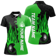 Load image into Gallery viewer, Green Flame Bowling Polo Shirts Men &amp; Women Custom Bowling Team League Jerseys BDT471