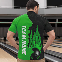 Load image into Gallery viewer, Green Flame Bowling Quarter Zip Shirts Men &amp; Women Custom Bowling Team League Jerseys BDT471