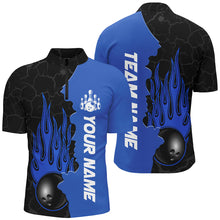 Load image into Gallery viewer, Blue Flame Bowling Quarter Zip Shirts Men &amp; Women Custom Bowling Team League Jerseys BDT471