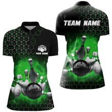 Load image into Gallery viewer, Personalized Green Bowling Jersey Men and Women Custom Bowling Quarter-Zip Shirt Team BDT490