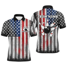 Load image into Gallery viewer, Custom American Flag Bowling Jersey Team Bowling Polo Shirts Men &amp; Women BDT499
