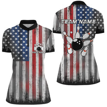 Load image into Gallery viewer, Custom American Flag Bowling Jersey Team Bowling Quarter-Zip Shirts Men &amp; Women BDT499