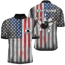 Load image into Gallery viewer, Custom American Flag Bowling Jersey Team Bowling Quarter-Zip Shirts Men &amp; Women BDT499