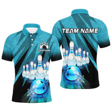 Load image into Gallery viewer, Custom Turquoise Bowling Shirt For Couple Bowling Team Jersey Men Women Bowler Gift BDT501
