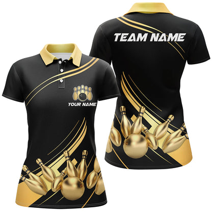 Custom Black&Gold Bowling Polo Shirts Team Bowling Jersey Men And Women BDT521