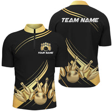 Load image into Gallery viewer, Custom Black&amp;Gold Bowling Shirts Team Bowling Jersey Men And Women Quarter-Zip BDT521