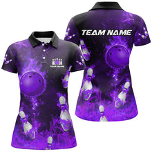 Load image into Gallery viewer, Purple Flame Bowling Shirts Men &amp; Women Custom Bowling Team Jersey Polo Bowling Uniform BDT529