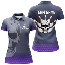 Load image into Gallery viewer, Purple Skull Bowling Shirts Men &amp; Women Custom Polo Bowling Team Jersey Unisex BDT484