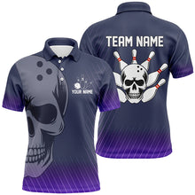 Load image into Gallery viewer, Purple Skull Bowling Shirts Men &amp; Women Custom Polo Bowling Team Jersey Unisex BDT484