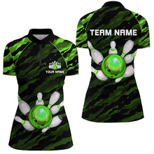 Load image into Gallery viewer, Personalized Green Camo Bowling Shirts Unisex 1/4 Bowling Team Jersey Men Women BDT485