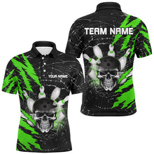 Load image into Gallery viewer, Skull Bowling Polo Shirt For Men &amp; Women Custom Halloween Bowling Team Jersey Green BDT538