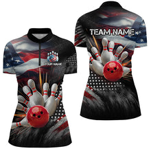 Load image into Gallery viewer, American Bowling Shirt Men And Women Custom Patriotic Bowling Jersey Team Quarter-Zip BDT520