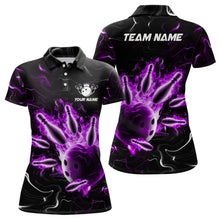 Load image into Gallery viewer, Custom Purple Flames Bowling Shirt For Men &amp; Women Polo Bowling Team Jersey Unisex BDT542