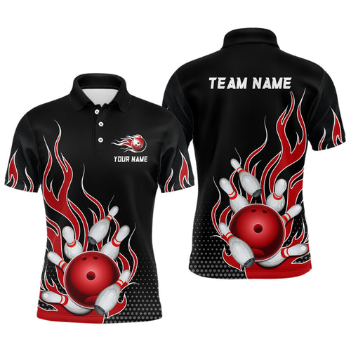Red Flame Bowling Polo Shirts for Men And Women Custom Bowling Team Jerseys Unisex BDT477