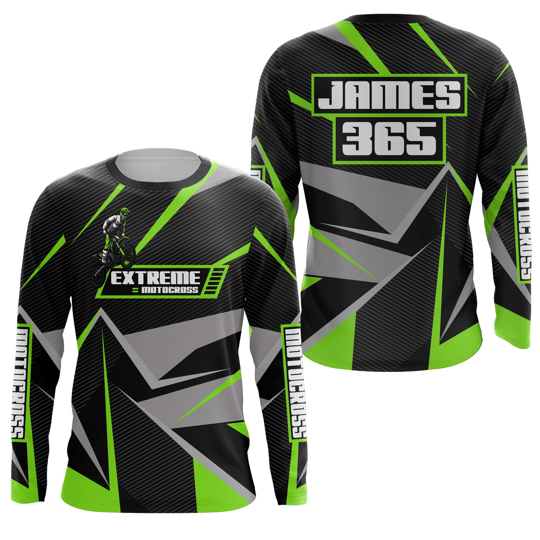 Green Motocross Racing Jersey Men Women Kid UPF30+ Custom Dirt Bike Shirt Off-Road Motorcycle PDT672